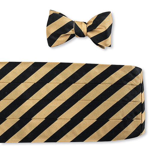 R. Hanauer Black/ Gold Bar Stripes Cummerbund Set - CB631