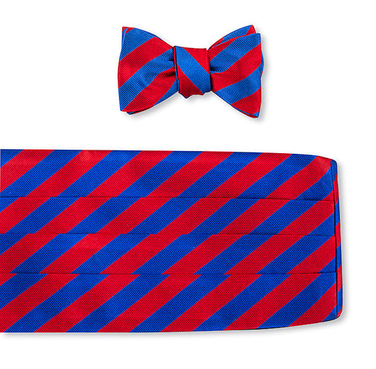 R. Hanauer Blue/Red Bar Stripes Cummerbund Set - CB1092