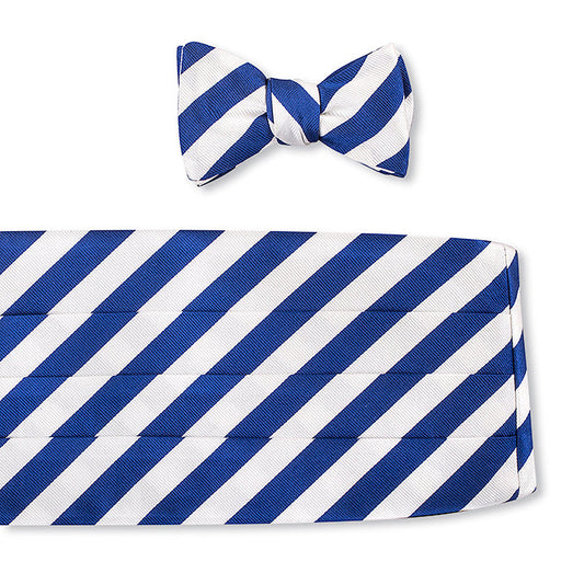 R. Hanauer Blue/White Bar Stripes Cummerbund Set - CB1091