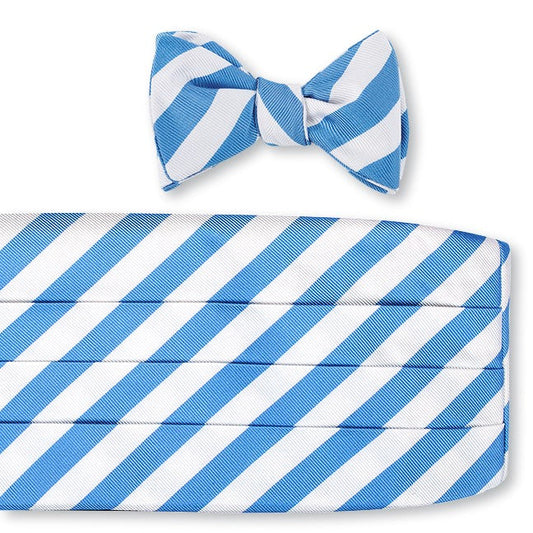 R. Hanauer Blue/White Bar Stripes Cummerbund Set - CB619
