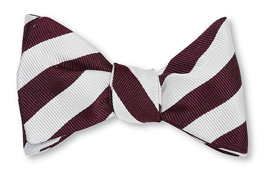 R. Hanauer Burgundy/White Bar Stripes Bow Tie - B1420