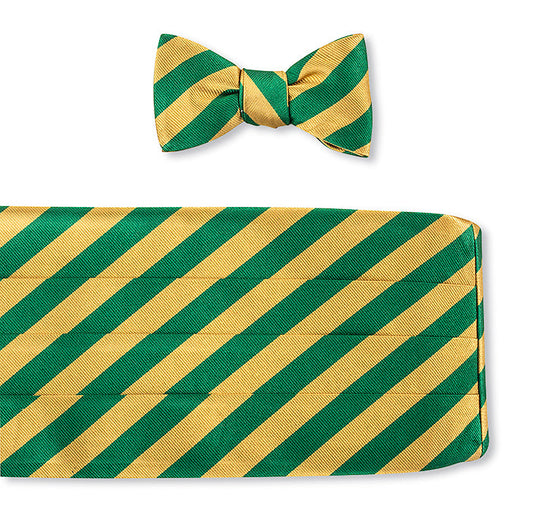 R. Hanauer Gold/Green Bar Stripes Cummerbund Set - CB1406