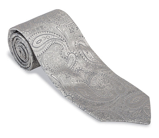 R. Hanauer Silver Paisley Necktie