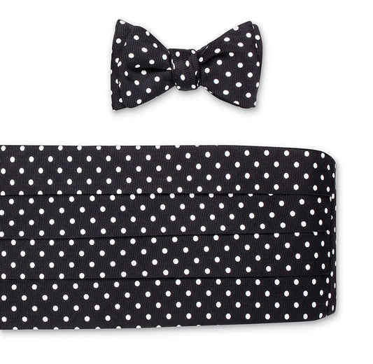 R. Hanauer Black/White Windsor Dots Cummerbund Set - CB710