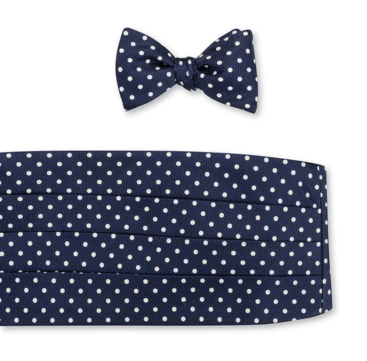 R. Hanauer Navy/White Windsor Dots Cummerbund Set - CB713