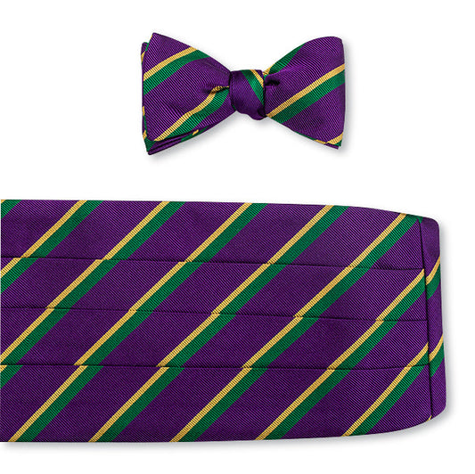 R. Hanauer Purple Mardi Gras Stripes Cummerbund Set - CB717