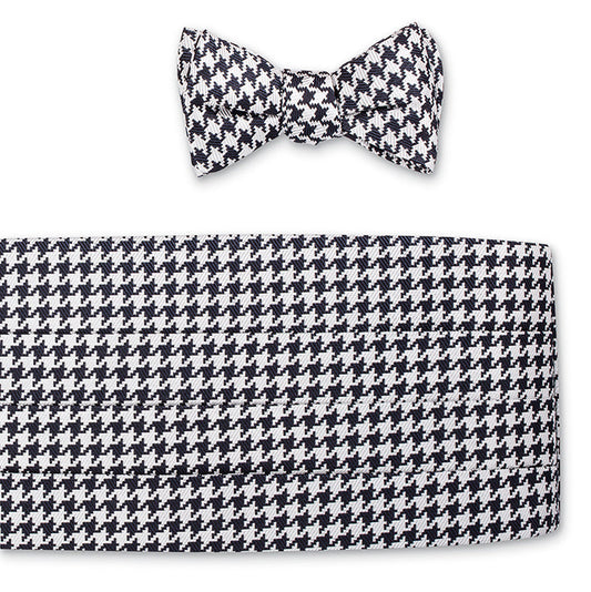 R. Hanauer Black/White Large Houndstooth Cummerbund Set - CB3021