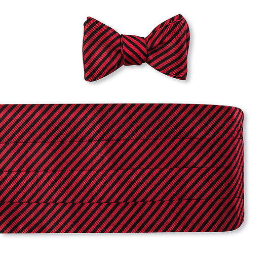 R. Hanauer Red/Black Sherman Stripes Cummerbund Set - CB3577