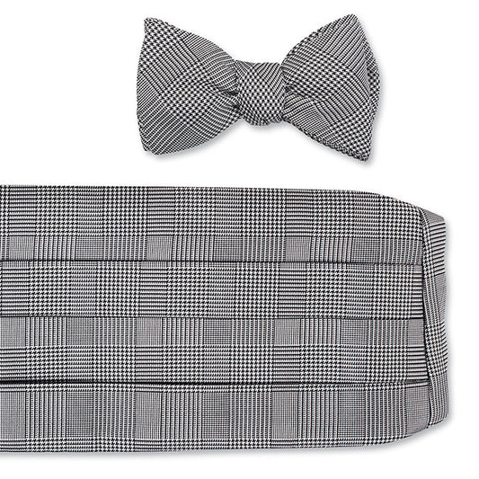 R. Hanauer Black/White Glen Plaid Cummerbund Set - CB466