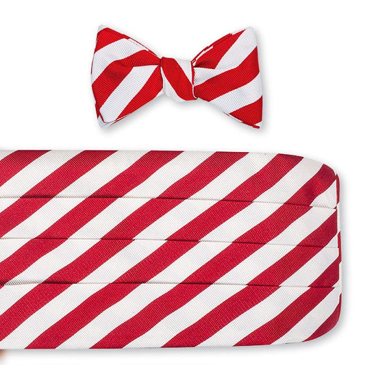 R. Hanauer Red/White Bar Stripes Cummerbund Set - CB658