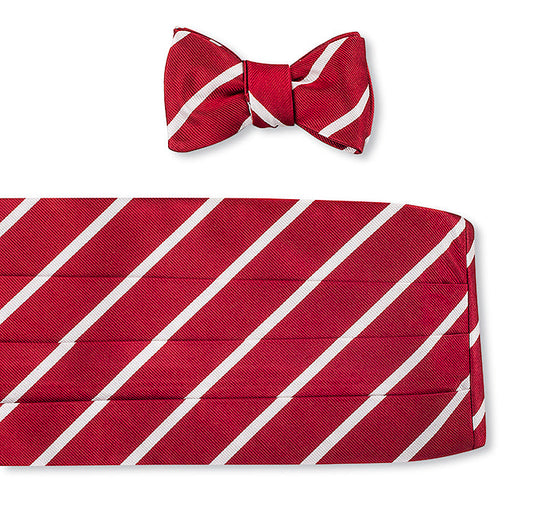 R. Hanauer Red/White Buckingham Stripes Cummerbund Set - CB2795