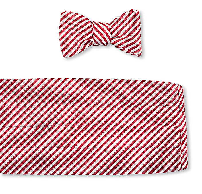 R. Hanauer Handmade Red/ White Sherman Stripes Cummerbund Set - CB2543