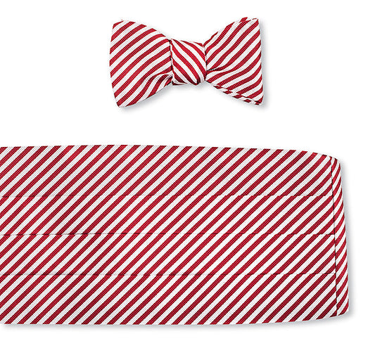R. Hanauer Handmade Red/ White Sherman Stripes Cummerbund Set - CB2543