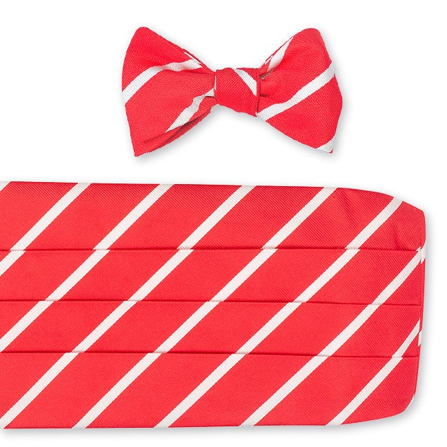 R. Hanauer Coral/White Buckingham Stripes Cummerbund Set - CB2790