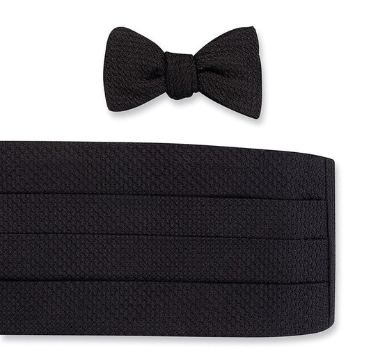 R. Hanauer Black Grenadine Cummerbund Set - CB5664