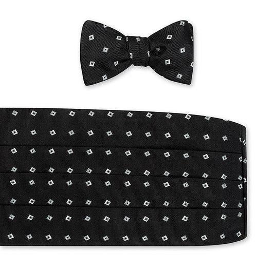 R. Hanauer Black Tossed Squares Cummerbund Set - CB5976