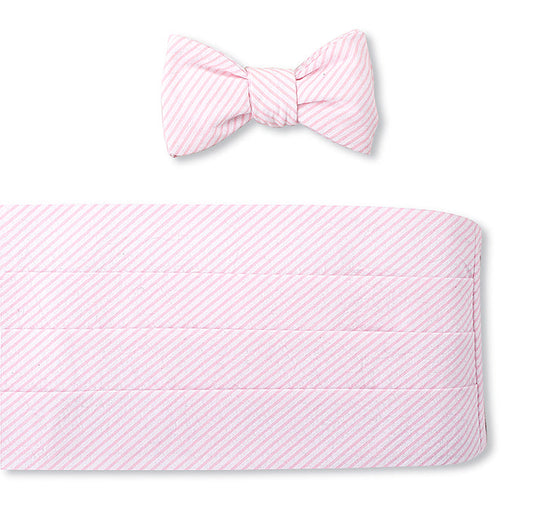 R. Hanauer Pink/ White Seersucker Cummerbund Set - CB3395