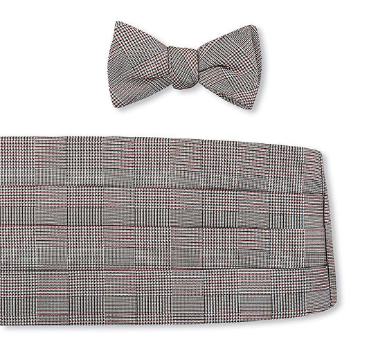 R. Hanauer Black/Cardinal Glen Plaid Cummerbund Set - CB469