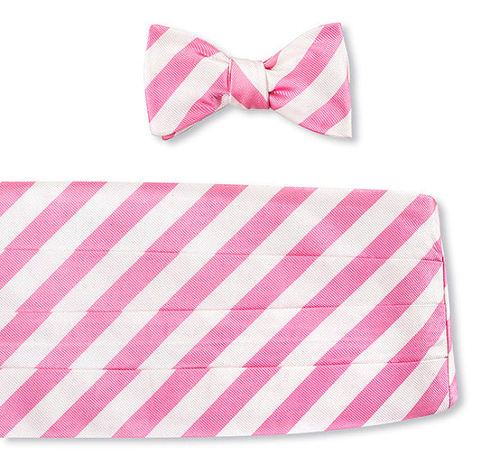 R. Hanauer Pink/White Bar Stripes Cummerbund Set - CB1090