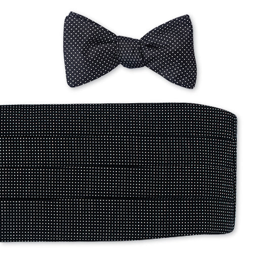 R. Hanauer Black Runnymede Pin Dots Cummerbund Set - CB4947
