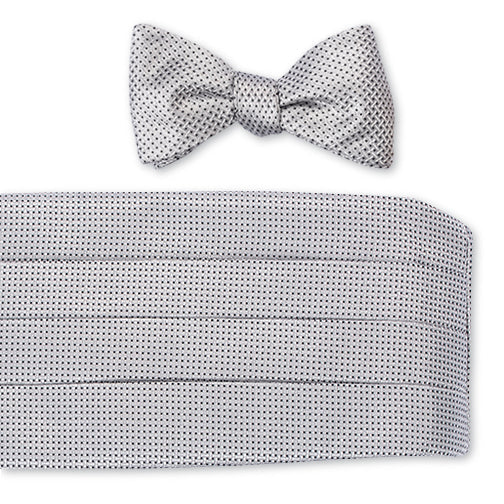 R. Hanauer Silver Runnymede Pin Dots Cummerbund Set - CB4951