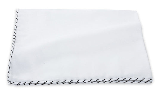 R. Hanauer Black Whipstitch Border Pocket Square - 113