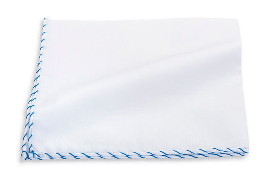 R. Hanauer Blue Whipstitch Border Pocket Square - 121