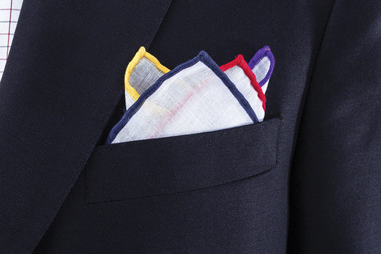 R. Hanauer Multi Color Linen Border Pocket Square - 176