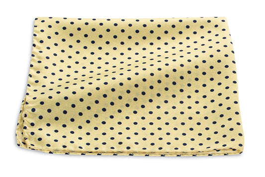 R. Hanauer Yellow/Navy Windsor Dots Pocket Square