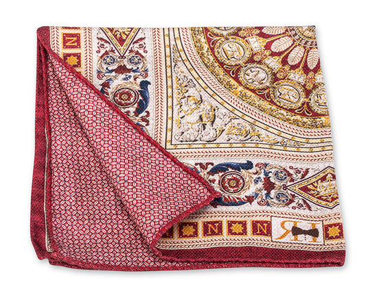 R. Hanauer Red/Gold 18th Century French Tapestry Pocket Square - 5886