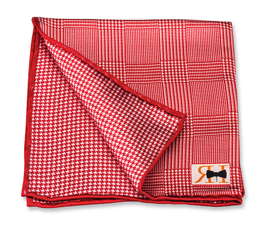 R. Hanauer Red Plaid/Houndstooth Pocket Square - 5663