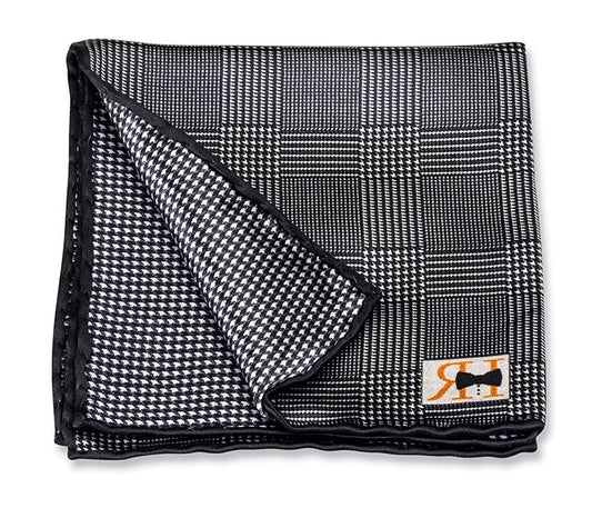 R. Hanauer Black Plaid/Houndstooth Pocket Square - 5661