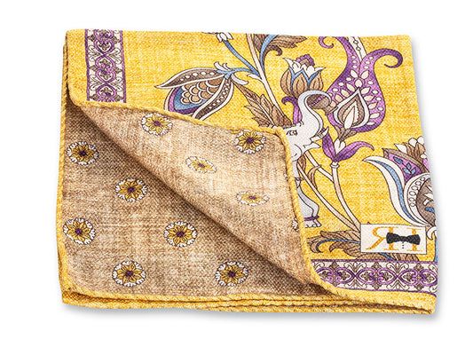 R. Hanauer Yellow Elephant/Medallion Pocket Square - 6051