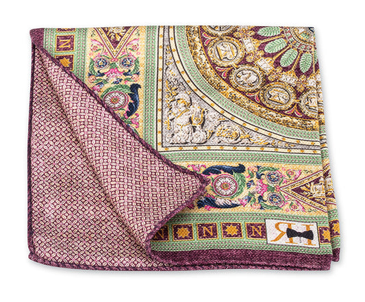 R. Hanauer Purple/Gold 18th Century French Tapestry Pocket Square - 5884