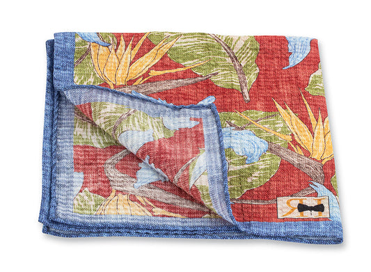 R. Hanauer Tropical Cotton Seersucker Pocket Square - 6065
