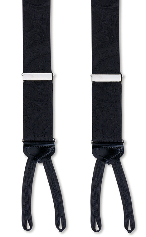 R. Hanauer Black Paisley Silk Suspenders