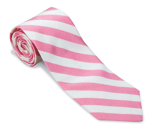 R. Hanauer Pink/White Bar Stripes Necktie - F1090