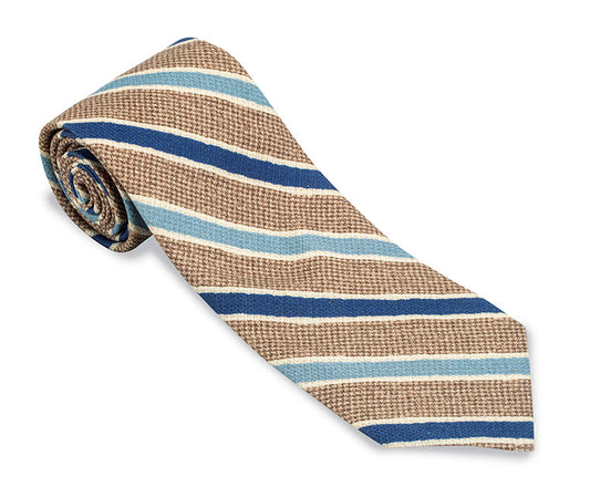 R. Hanauer Brown Chester Stripes Necktie - F5597
